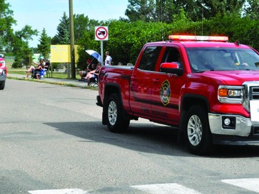 Former Nanton fire chiefs were the honourary Round-Up Days parade marshalls.
