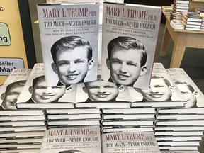 The book "Too Much and Never Enough" by Mary Trump is pictured in a bookstore in the Manhattan borough of New York City, New York, U.S., July 14.