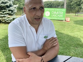 A small group of Green Party supporters showed up late Friday afternoon to meet Dimitri Lascaris during his campaign stop in Stratford, and that was just fine with the federal leadership candidate. Cory Smith/The Beacon Herald