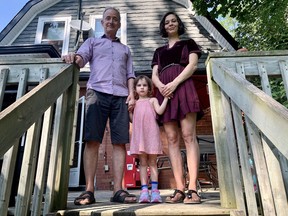 Actor and teacher John Beale, who recently moved to Stratford from Toronto with his wife, Eva Reimann and daughter, Elida, 5, is offering a couple of outdoor theatre opportunities Saturday, including a one-man-show in his backyard. CORY SMITH