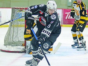 Sault product Cole Delarosbil, in action for the Espanola Express during the 2019-2020 season. SPECIAL TO SAULT THIS WEEK