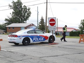 A section of MR 35 between Azilda and Chelmsford in Greater Sudbury, Ont. was closed on Wednesday August 5, 2020 as Greater Sudbury Police investigated a fatal collision involving a pickup truck and a motorcycle. John Lappa/Sudbury Star/Postmedia Network