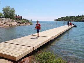 Kids enjoy the new dock area at the Killarney Mountain Lodge in 2016.
