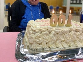 A birthday celebration was held at the Golden Manor for resident Norah Moore who turned 100 on Sunday.

Supplied