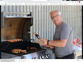 Ludger Cloutier, a volunteer with the Centre Culturel La Ronde, mans the grill during Monday's barbecue jointly hosted by La Ronde and Centre de santé communautaire.

Dariya Baiguzhiyeva/Local Journalism Initiative
