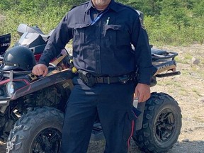 Timmins Police Const. Troy Larose, seen here during a training session, is among the officers who have been assigned to patrol the dirt bike and all-terrain vehicle trails this summer. TPS has been conducting regular patrols along the trail system on the lookout for impaired operators and those who stray off the trails onto private property.

Supplied