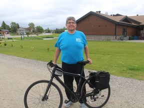 Desmond O'Connor prepares to head out to get a few more kilometres done for the Great Cycle Challenge. The ride will help raise funds for children fighting cancer..TP.JPG