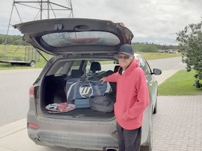 Denis Léonard has gifted Le Centre de formation Cochrane-Iroquois Falls  his equipment used during his first aid training courses. Photo by Samantha Lavender.jpg