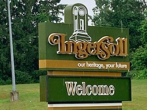 Town of Ingersoll sign in Oxford County. (Greg Colgan/Sentinel-Review)