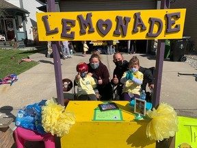 The ‘Becker Bunch’ raised over $1,000 for the Stollery Children’s Hospital for Lemonade Stand Day on Becker Crescent in Fort Saskatchewan on Sunday, August 30. Photo Supplied