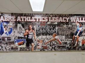 Students at Sal Comp were welcomed back to school this week with a new massive mural in front of the school’s large gym. Photo Supplied