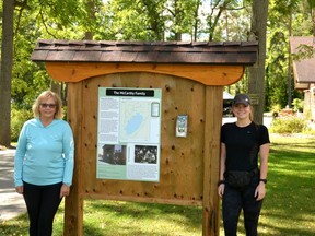 Kim Schelhaas, owner of Forest Motel and Wooldland Retreat (left), is launching new guided history and nature tours at the local getaway developed by tourism industry specialist Shelby Parkes. Photo taken in Stratford Ont. Sept. 4, 2020. (GALEN SIMMONS/Stratford Beacon Herald)