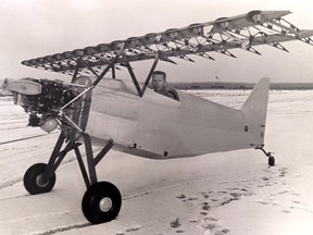 David Forbes, of Kincheloe Air Force Base, and his almost-completed homemade biplane in 1963. SAULT STAR FILE PHOTO