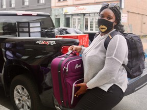 Taejah Wedderburn, of Oshawa, moved into Expositor Place at Wilfrid Laurier Brantford campus on Saturday to begin her first year of university. (ASHLEY TAYLOR)
