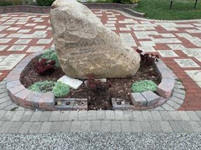 Damage to Flag Plaza shown in this photo provided by Sarnia Police.