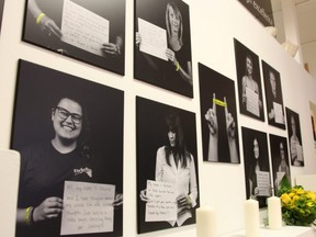 The Give Hope a Voice installation at Artopia, featuring photos by Tiny Islands Photography's Kirsten Mouland, pictured in September, 2019. The installation for World Suicide Prevention Day is back for 2020. (Observer file photo)