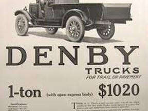 A newspaper advertisement for the Denby Motor Truck Company. John Rhodes photo