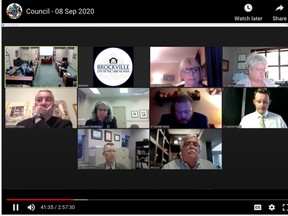 Bill Fraser, at bottom right, listens to city council during Tuesday's virtual meeting. (SCREENSHOT)