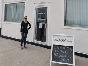 Christi Tims in front of her new renovated dance & art studio TraXside Studios in Blackie on Sept. 8.