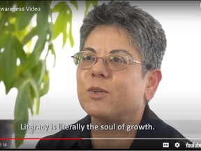 Nanditta Colbear, executive director of the Literacy Alliance of West Nipissing, is featured in a new video sponsored by the Mid North Network of the Northern Literacy Alliance to help raise awareness of the free services agencies offer. 
Video screen capture