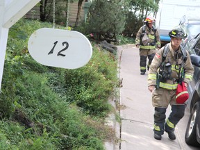 Firefighters respond to fire at 12 Grandview Ave., in Sault Ste. Marie, Ont., on Thursday, Sept. 10, 2020. (BRIAN KELLY/THE SAULT STAR/POSTMEDIA NETWORK)