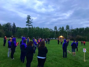 The "Welcoming the Light" suicide awareness and prevention walk brought in over 100 attendees this year on Sept. 5, 2020. The walk took place at the Queen Elizabeth Provincial Park near Grimshaw, Alta. and people walked from the early dark hours of the morning into the light to symbolize finding hope.
