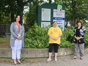 World Suicide Prevention Day took place on Sept 10. In Haldimand and Norfolk, the Community Addiction and Mental Health Services of Haldimand and Norfolk, and Haldimand-Norfolk REACH teamed up to create kits to inform the community of the crisis services available. From CAMHS are Bobby Jo Smith (left), clinical services manager, and peer support team member Trisha Schotsch. From REACH is Susan Wells, director of child, family and adult intervention services. Ashley Taylor/Postmedia Network