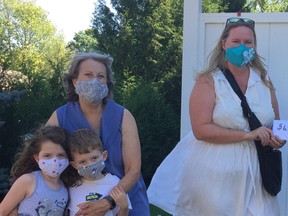 L to R: Malcolm and Mabel Herbert with Ginny Ross, Cathy Herbert, Huron Shores Hospice and Shirley Purdie.