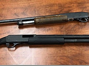 The firearms seized by Manitoba First Nation Police Service officers. (supplied photo)