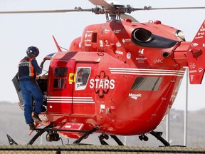 STARS Air Ambulance brings a two-year-old into the Alberta Children's Hospital who fell into a septic tank in Calgary on Thursday, April 26, 2018.