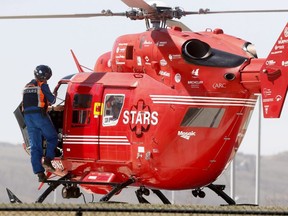 STARS Air Ambulance brings a two-year-old into the Alberta Children's Hospital who fell into a septic tank in Calgary on Thursday, April 26, 2018.