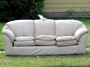 A couch sits waiting for someone to snatch it off of a street in Stony Plain. The Town's Large Item Drop-Off Day it set to kick off this weekend after previously being delayed due to COVID-19.