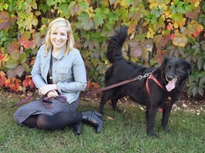 Jacqueline Watty, chair of the local humane society's board of directors, and one of her dogs. The Humane Society of Kitchener Waterloo and Stratford Perth is offering three days worth of health and wellness webinars beginning Friday, part of a new pandemic-friendly fundraising effort continuing until the end of the month. CONTRIBUTED