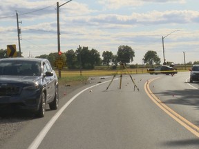 A motorcyclist was killed in a two-vehicle crash on Brant County Road 18 and No. 6 School Road on Friday afternoon. (David Ritchie photo)