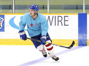 Nick DeGrazia, of the Rayside-Balfour Canadians, participates in a skills and development camp in Lively, Ont. on Wednesday September 16, 2020.
