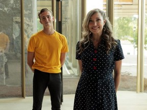 Stratford Festival dancer Colton Curtis and singer-songwriter Dayna Manning inside the new Tom Patterson Theatre during shooting of Manning's new music video for her 2019 song, 'You You You'. (Submitted photo)