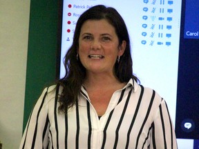 Lina DiPasquale speaks to Huron-Superior Catholic District School Board trustees during a meeting on Wednesday, Sept. 16, 2020 in Sault Ste. Marie, Ont. (BRIAN KELLY/THE SAULT STAR/POSTMEDIA NETWORK)