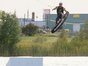 Ed Smart executes a "nose grab" trick as he takes one last run for 2020 at Timmins Wakeboard Park. Co-owners Jonathan and Justin Bonney officially closed out their banner season Tuesday, Sept. 14th. They said it was their "most successful summer to date and look forward to further improvements for 2021."

Submitted/Richard S. Desjardins