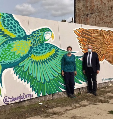 A new mural between Habitual Chocolate and Dee-Lights Bakery and Fine Foods - the site of the long demolished Capital Theatre - will give locals a new view heading either way on Dundas Street. Local artist Corryn Bamber, seen here with Oxford MPP Ernie Hardeman, finished the project this summer.

Submitted photo
