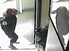 A female suspect is captured on security footage during a break, enter and theft at Windy Lake Provincial Park.