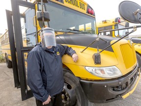Jason Thibodeau, drives school bus for Elgie Bus Lines. School bus drivers are being actively recruited amid a shortage that cancelled eight runs on Sept. 15, a day after 12 bus runs were scratched in the region on the first day of school. Mike Hensen/Postmedia Network