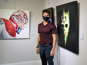 Sarnia artist Michael Slotwinski’s new hockey-and-more-themed exhibition Behind and Beyond the Mask opened at Gallery in the Grove on Sept. 12. The show runs until Oct. 31. Carl Hnatyshyn/Sarnia This Week