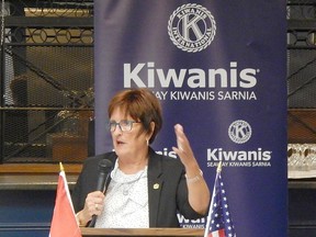 Point Edward Mayor Bev Hand spoke to members of the Seaway Kiwanis Club during their Sept. 15 meeting. Carl Hnatyshyn/Sarnia This Week