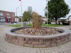 Tillsonburg BIA is proposing the Oxford-Broadway parkette, which includes a fountain installed about 25 years ago, be revitalized. (Chris Abbott/Norfolk Tillsonburg News)
