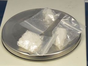 Chatham-Kent police provided this photograph of methamphetamine seized during a drug bust in Chatham Wednesday morning.