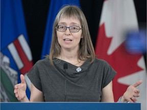Alberta’s chief medical officer of health Dr. Deena Hinshaw gives an update on COVID-19 cases in the province on Sept. 10, 2020. PHOTO BY CHRIS SCHWARZ / Government of Alberta
