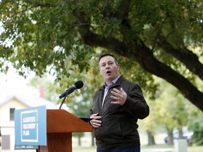 Alberta Premier Jason Kenney announces $43 million in repairs and improvements to provincial parks at a news conference in Calgary, Alta., Tuesday, Sept. 15, 2020. THE CANADIAN PRESS/Todd Korol