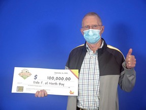 Dale Forth of North Bay shows off his winnings in the 2020 Poker Lotto from Sept. 7.
Submitted Photo