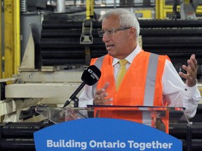 Nipissing MPP Vic Fedeli announced a Northern Ontario Heritage Fund investment of $2.5 million in four North Bay-based companies which will create 15 full-time jobs, Friday, at Boart Longyear.
PJ Wilson/The Nugget