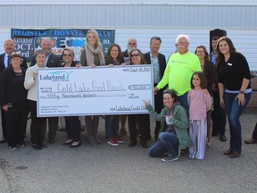 Cold Lake Food Bank volunteers recently received $50,000 from the Lakeland Credit Union
